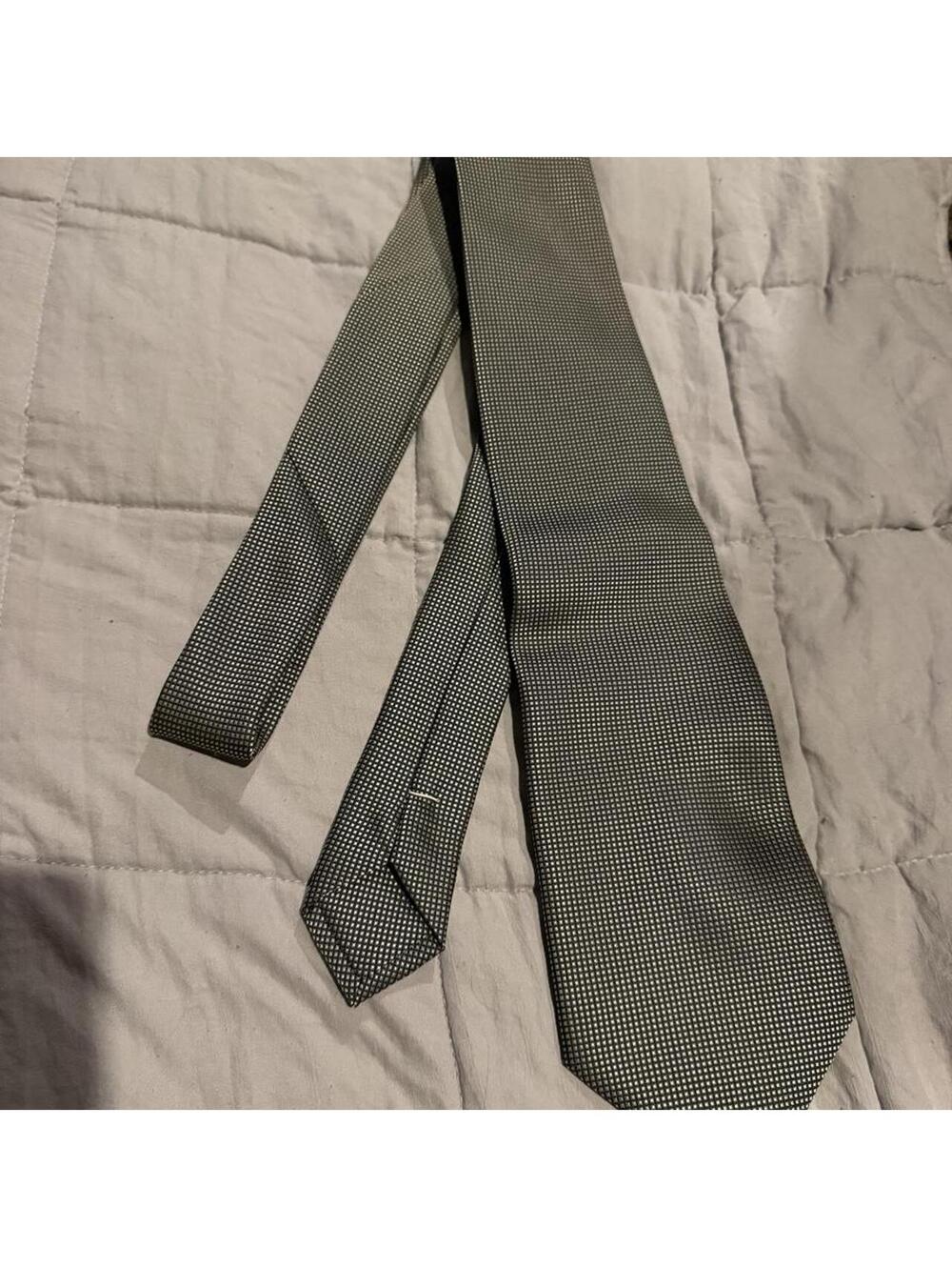 Santandrea Italian Made Men's Silk Tie in Black and White Checkered Pattern
